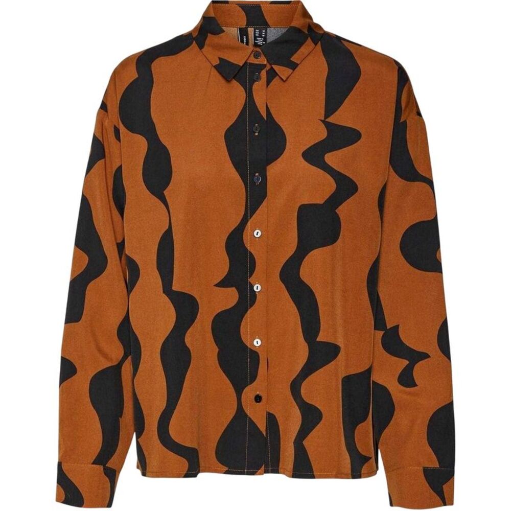 Vero Moda Womens/Ladies Abstract Regular Shirt / Black/Brown